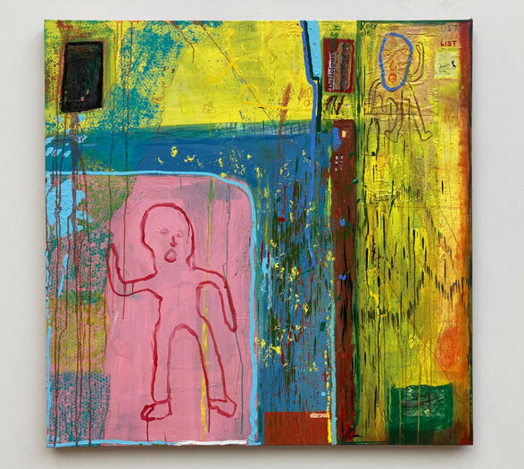 Reuse, Conglomeration (Pink Figure). 56x56". 2021.